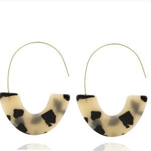 Leopard abstract printed U hoop threader earrings